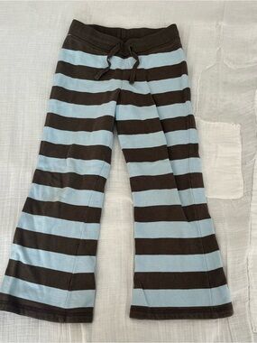 Kids Striped Blue and Brown Fleece Pants